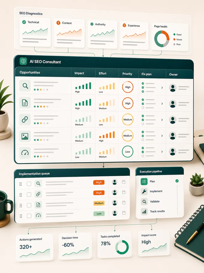 AI SEO Consultant strategy planning interface
