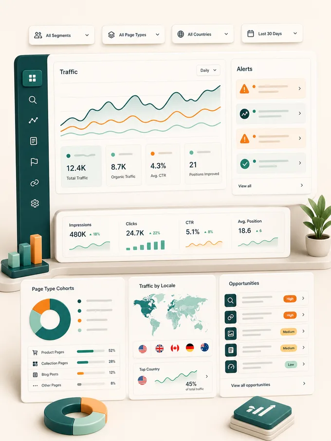 AI SEO Dashboard segment analysis interface